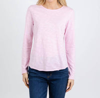 Elliott Lauren Crew Neck Orchid Top in pink - women's long sleeve top