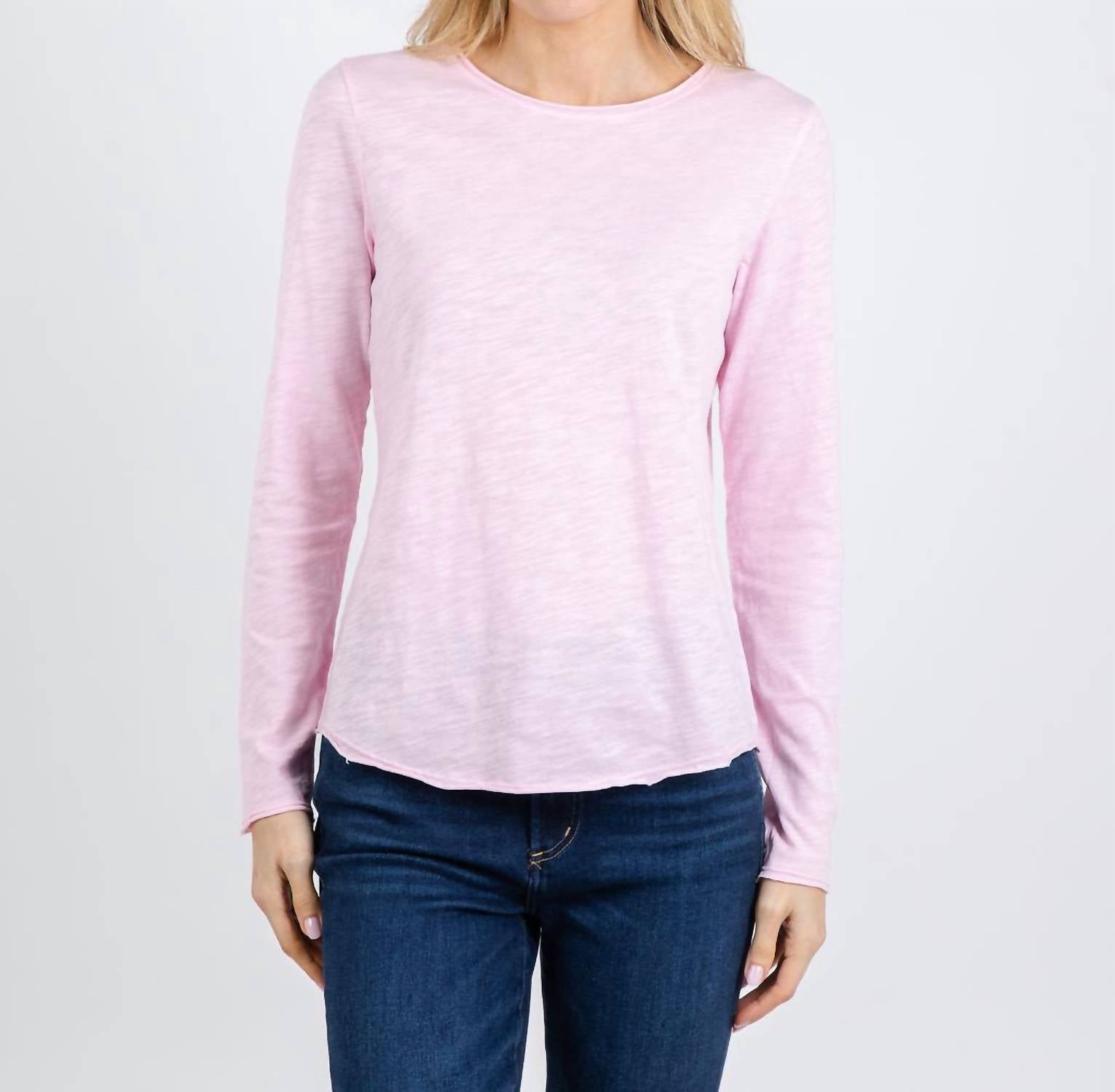 Elliott Lauren Crew Neck Orchid Top in pink - women's long sleeve top