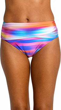 La Blanca Sunset Shores Banded Hipster Swimsuit Bottom in multi brights - women's swimwear