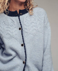 Urban Daizy Textured Yoke Detail Cardigan in light blue - women's cardigan - alternate view