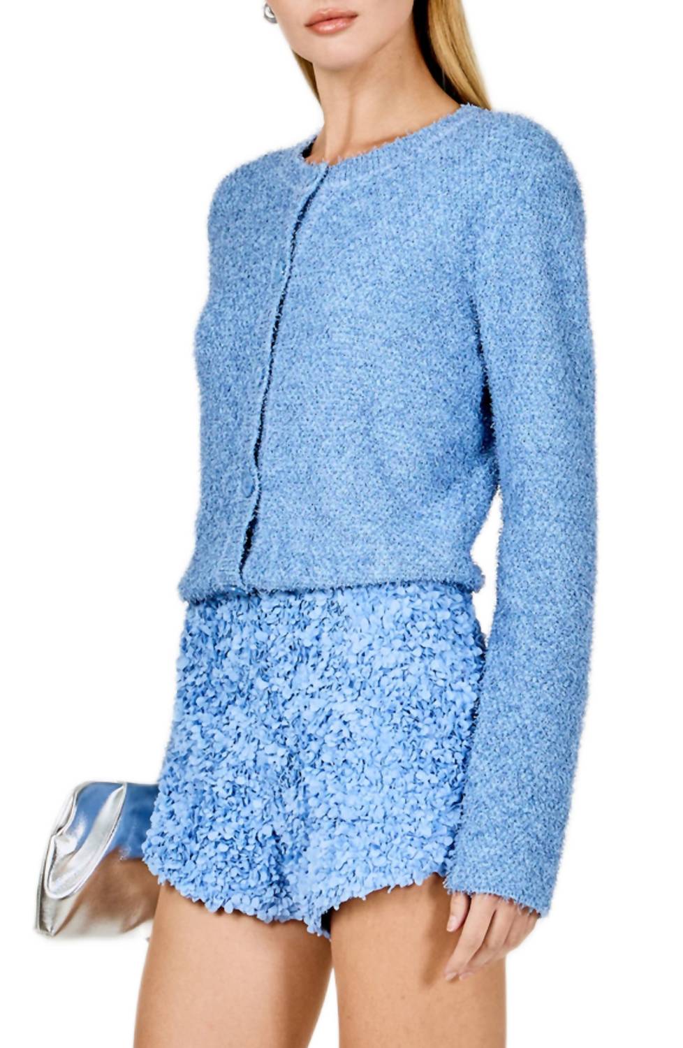 2.7 August Apparel - Textured Buttoned Cardigan