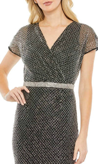 Mac Duggal - Women's V-neck Cap Sleeve Formal Dress