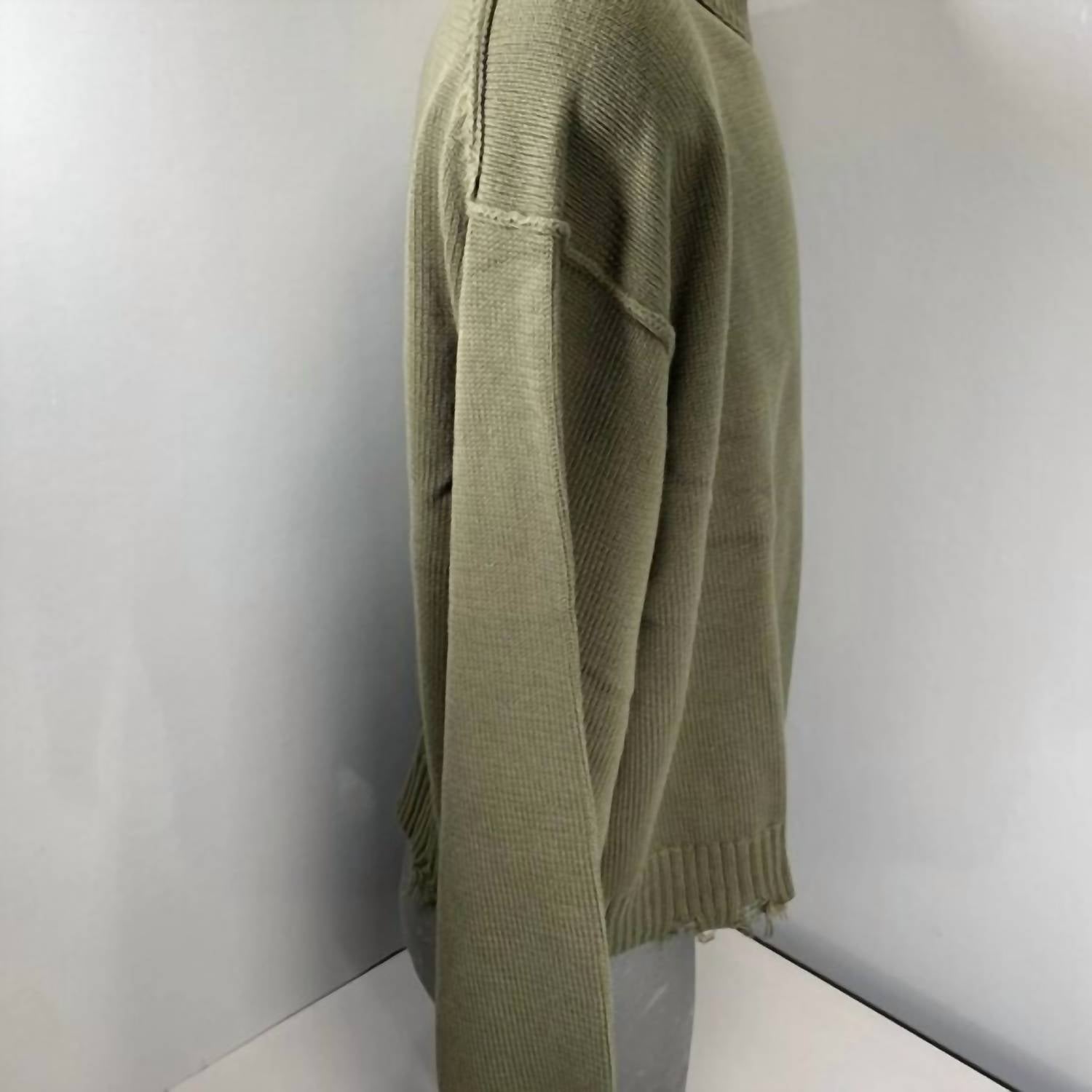 scuffers Unisex Distressed Knit Sweater in green - women's sweater - detail view