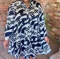 Umgee - Satin Animal Print Midi Dress