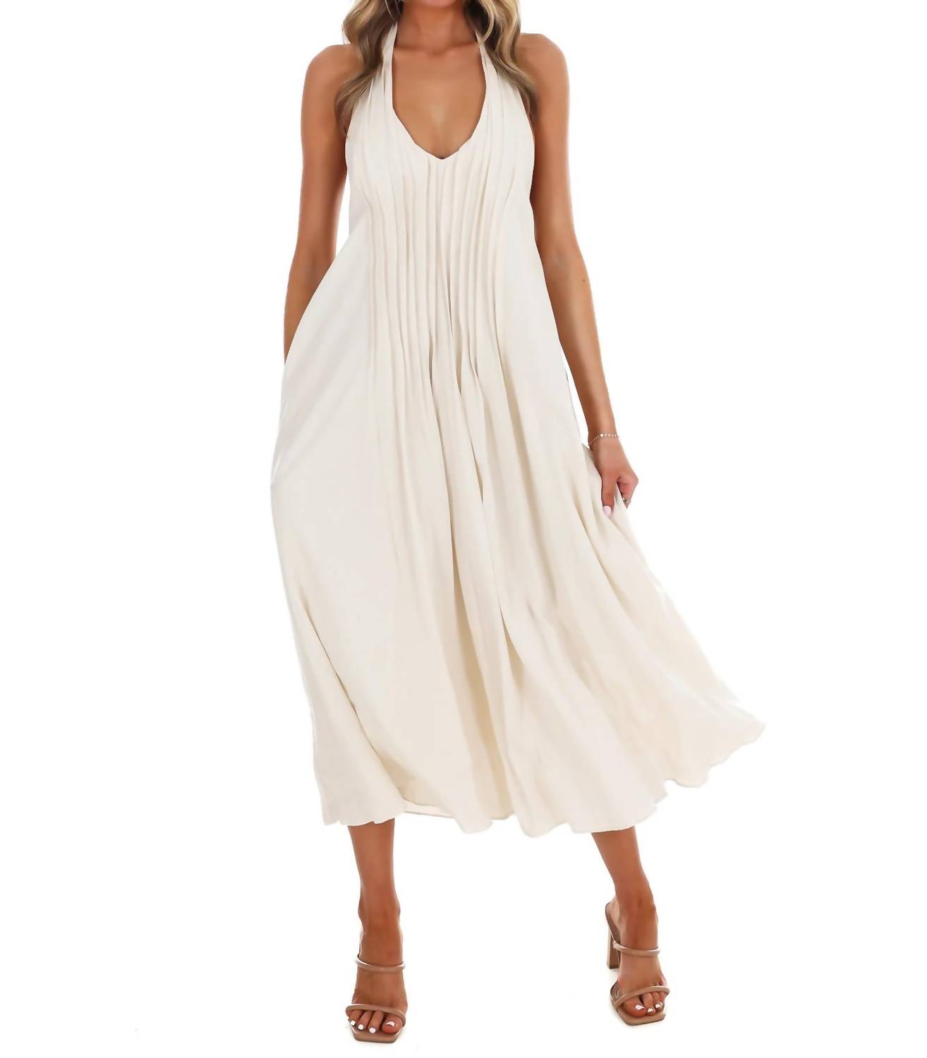 In February - Women's Softly Flowing Halter Midi Dress