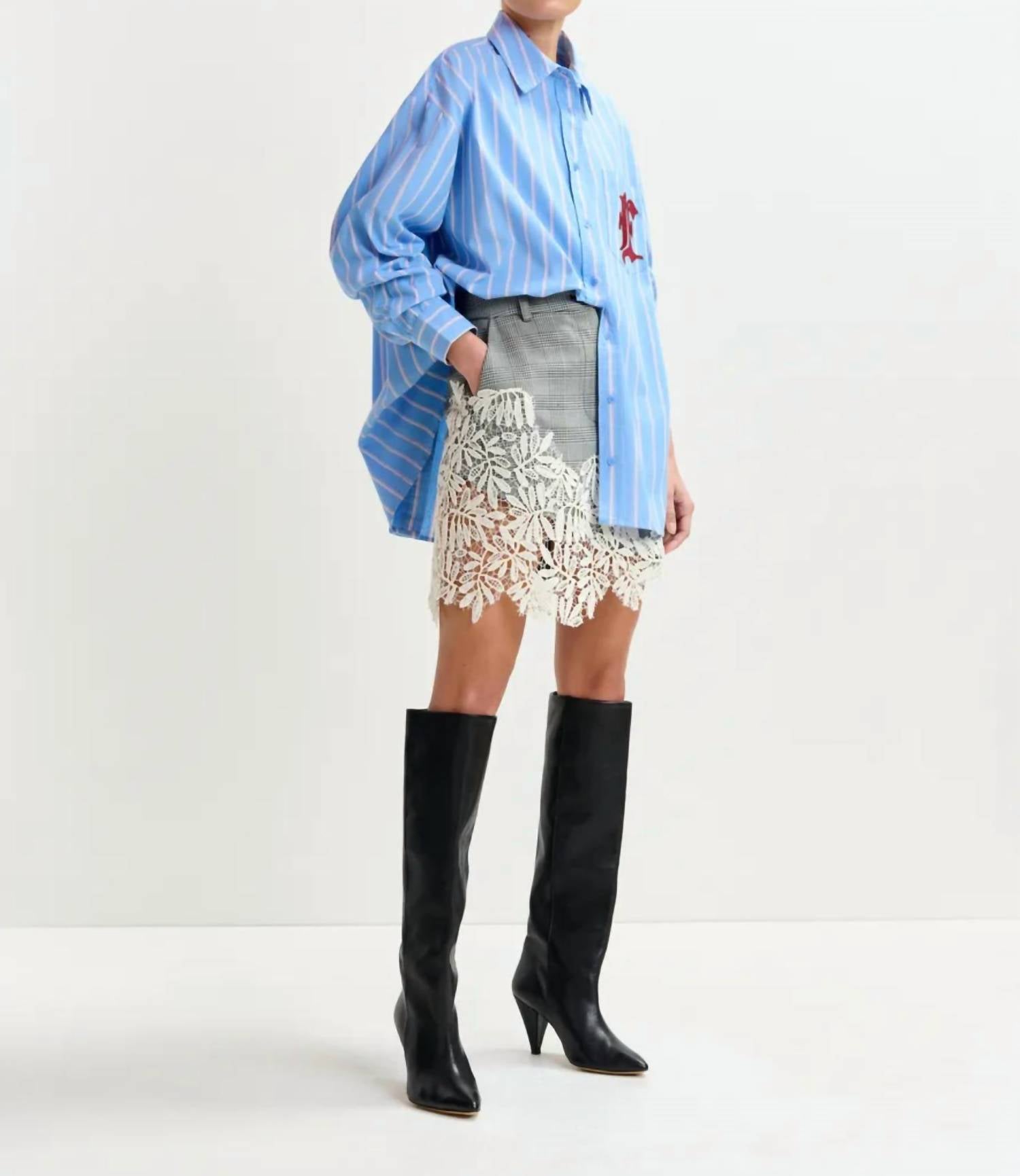 ESSENTIEL ANTWERP Interior Crochet Miniskirt in black multi - women's skirt - alternate view