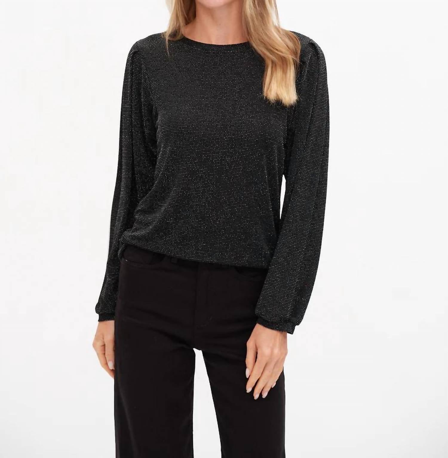 SIX/FIFTY Brielle Lurex Top in black - women's long sleeve top