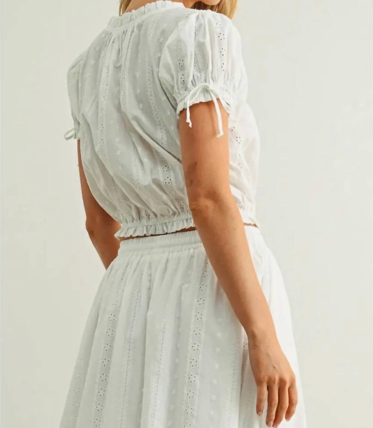 Miou Muse - Embroidered Peasant Top