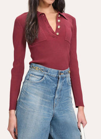 Elie Tahari - Soft Ribbed Polo Sweater