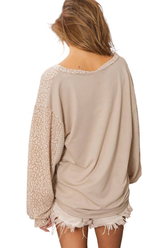 Bibi - LEOPARD POPCORN KNIT TOP