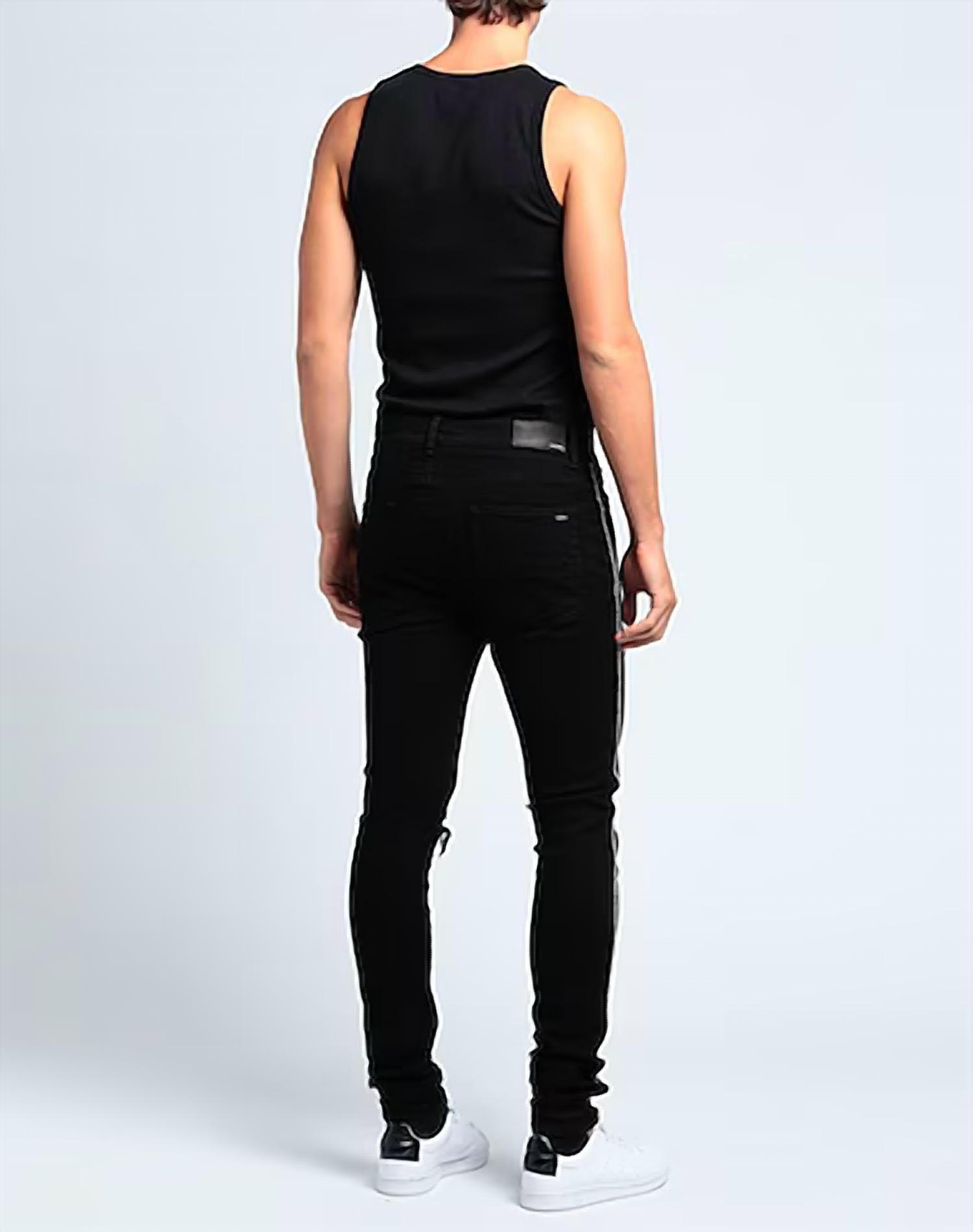 Amiri Crystal Track Denim Jeans in black od - men's jeans - alternate view