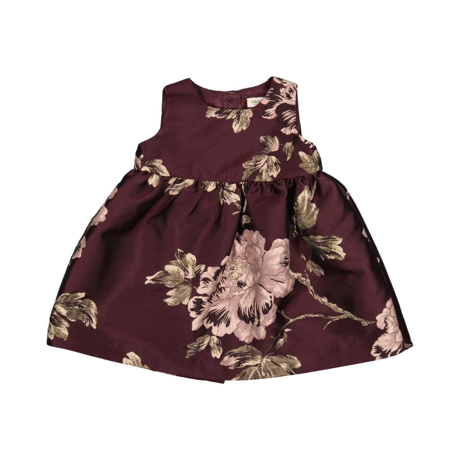 MarMar Copenhagen Daelyna Long Sleeve Dress in deep mulberry jacquard - kids' dress - alternate view