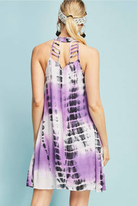 entro Tie Dye Sleeveless Dress in purple - women's dress - detail view