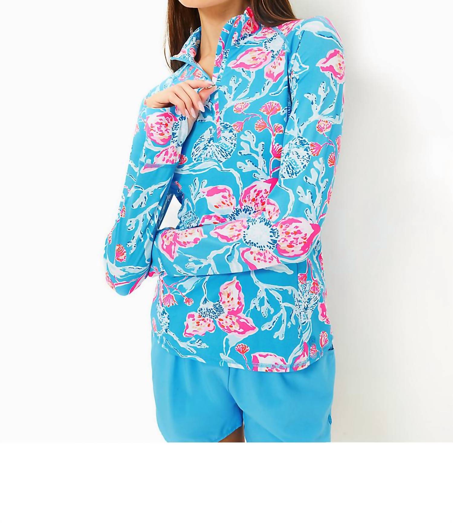 Lilly Pulitzer - Marion Mesh Printed Panel Half Zip Pullover
