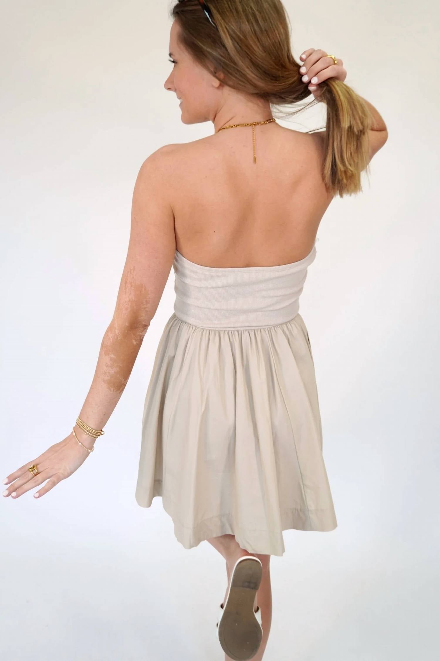 Zenana - Selena Mixed Media Fit And Flare Mini Dress