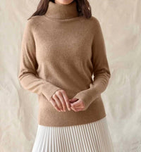 White + Warren Cashmere Essential Turtleneck Sweater in beige - women's sweater