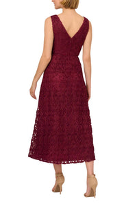 Adrianna Papell - Sleeveless Embroidered Crepe Midi Dress