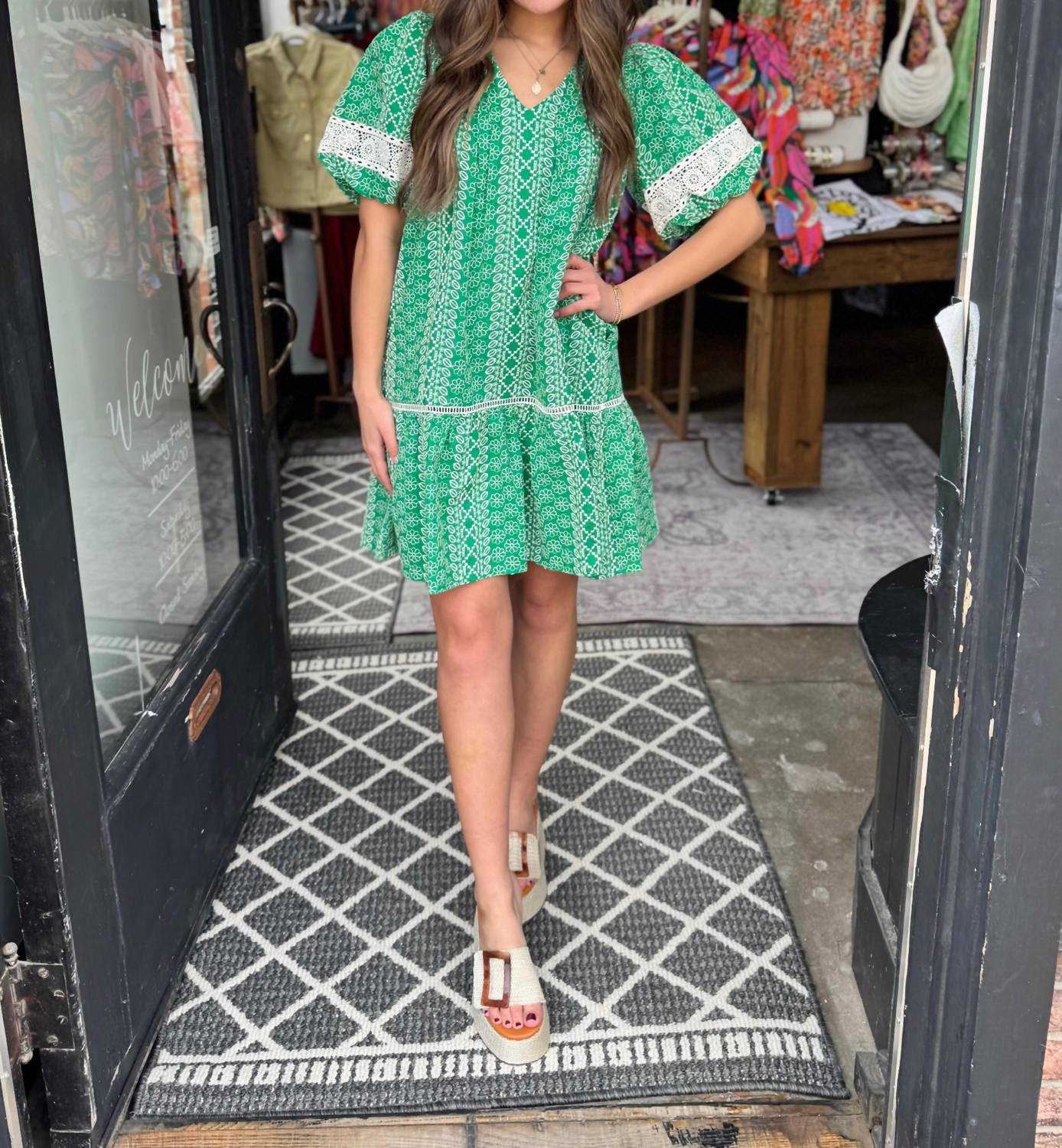 Joy Joy - Stripe Eyelet Dress