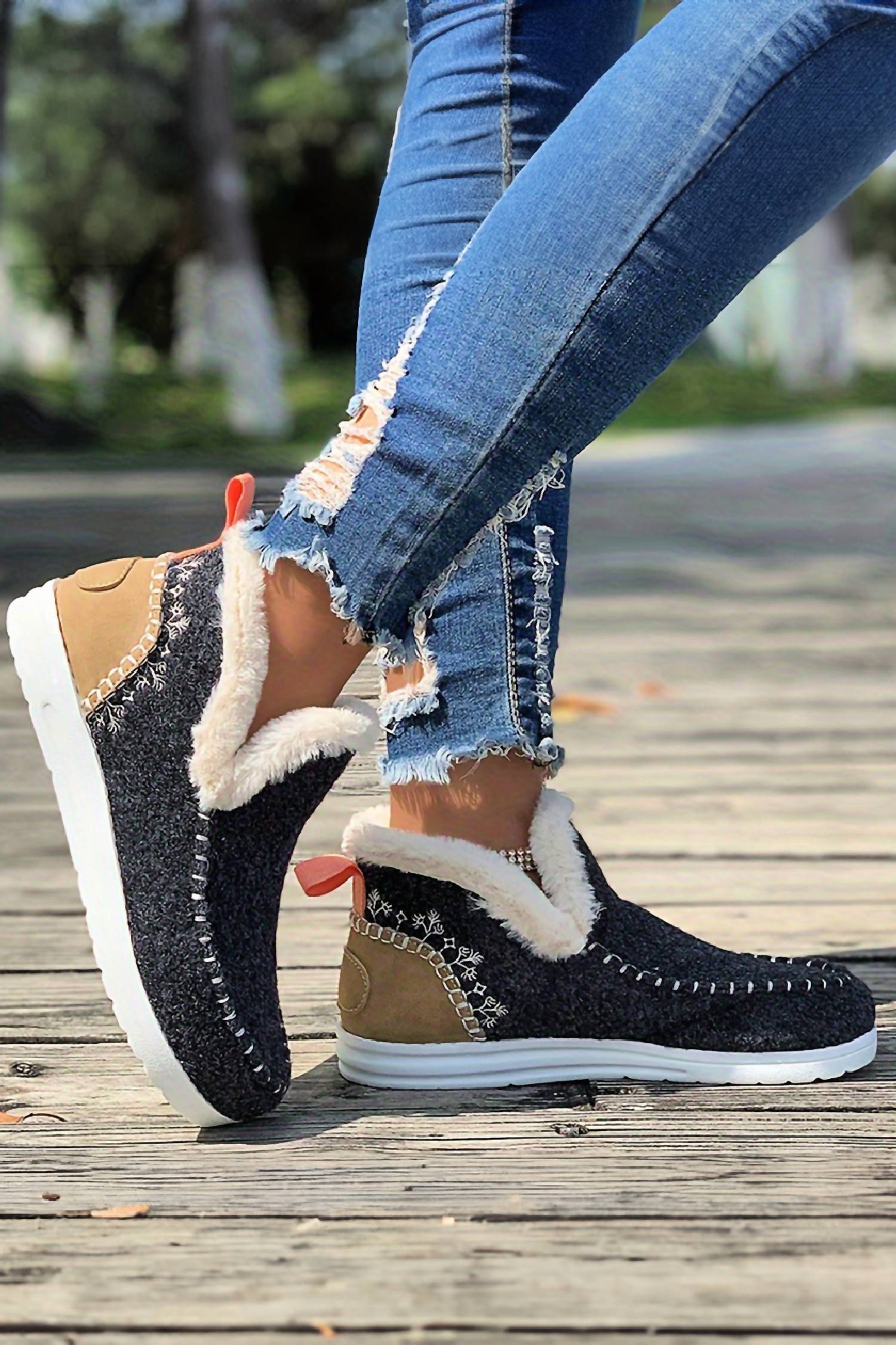 dear lover Ankle Boot Patchwork Slippers in multi - women's shoe - detail view