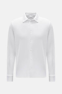 04651/ Men's Pique Long Sleeve Shirt in white - men's shirt