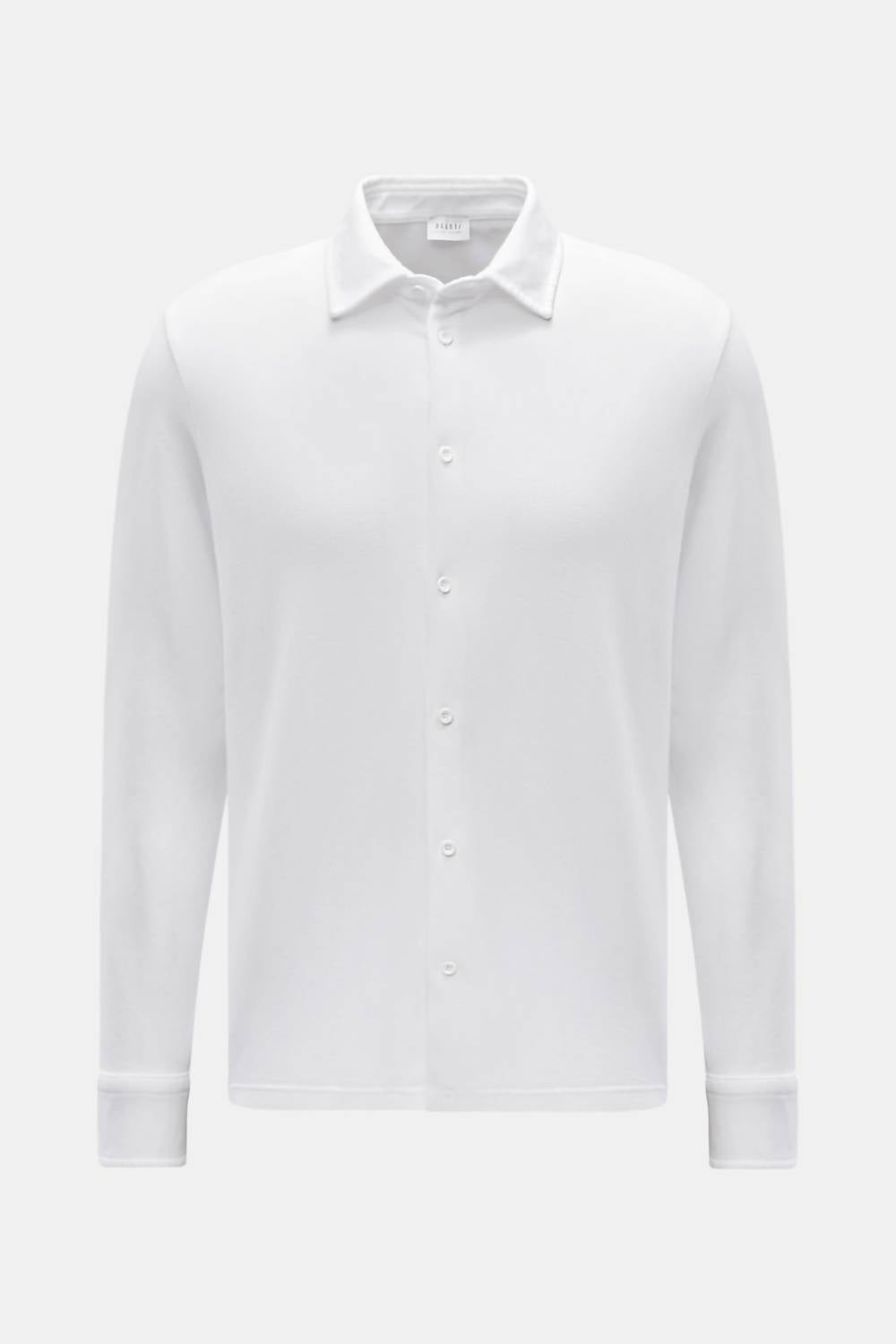 04651/ Men's Pique Long Sleeve Shirt in white - men's shirt