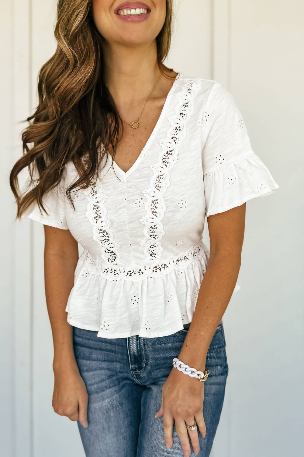 Hem & Thread - Madelyn Eyelet Peplum Top
