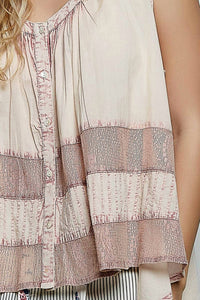 Pol - Sleeveless Crochet Woven Blouse Top