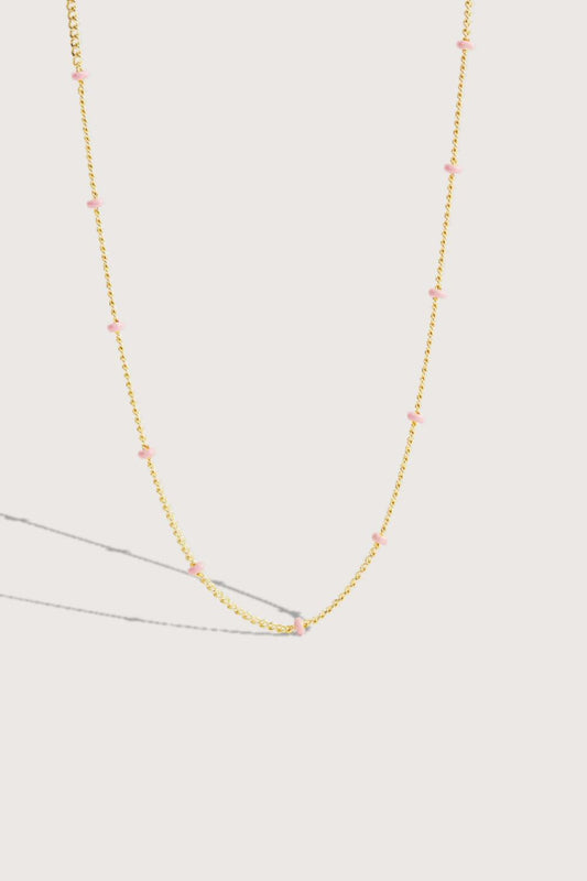 Les Nereides - Enamelled Golden Chain Pink Beads