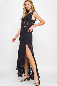Strut & Bolt - Lea Asymmetric Scalloped Crochet Top And Skirt Set