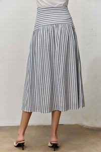 Polagram - Striped Cotton Midi Skirt