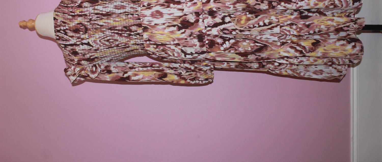 TCEC Printed Midi Dress in taupe - women's dress - alternate view
