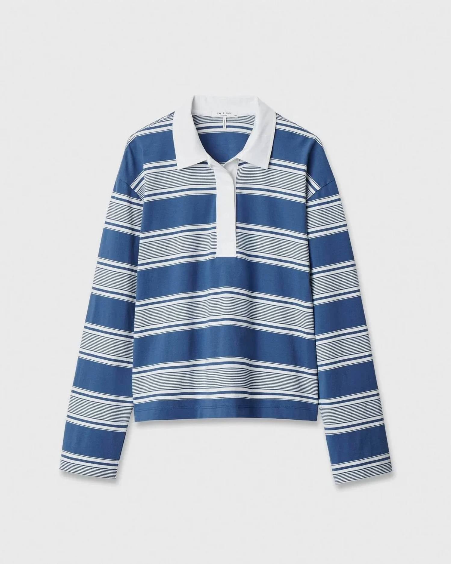 Rag & Bone - Kelly Boxy Striped Long-Sleeve Polo