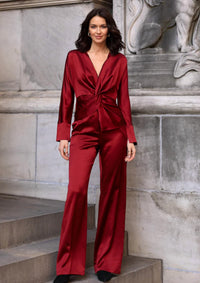 Diomi - Silk Sateen Straight-Leg Pants