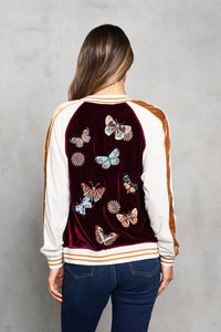 Paparazzi - Embroidered Velvet Baseball Jacket