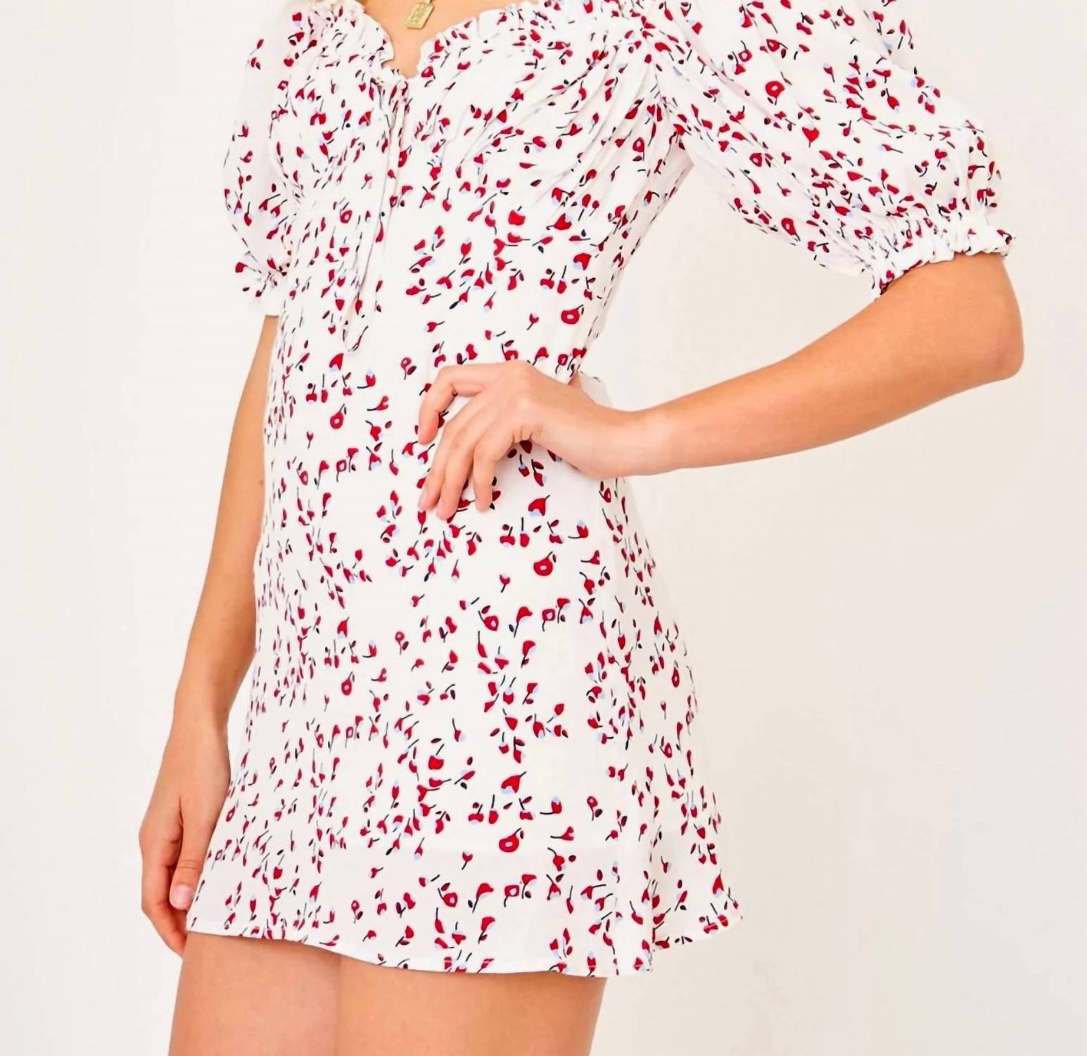 Olivaceous - Women's Romantic Floral Smocked Dress