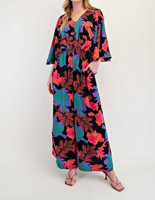 Easel - Half Sleeves V-neck Printed Romper