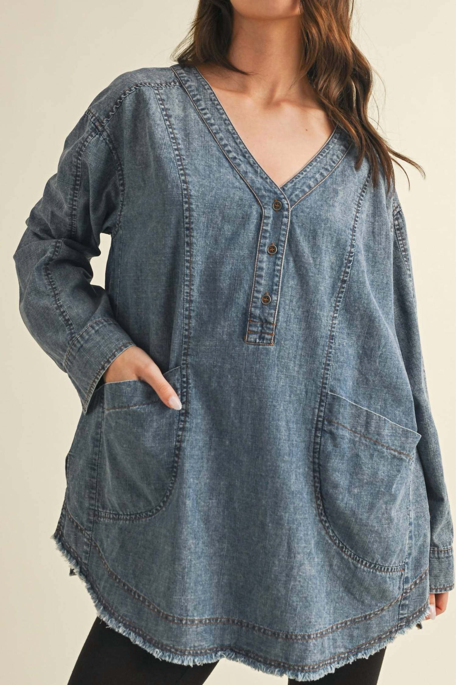 Mustard Seed - Patch Pocket Denim Top