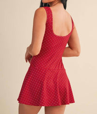 Kimberly C - Polka Dot Print A-line Mini Dress With Drop Waist