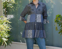 Young Threads - 3/4 Ruffle Sleeves Western Blouse Top