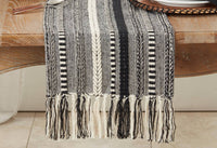 Saro Lifestyle - 14"x72" Fringe Detail Braided Stripe Table Runner