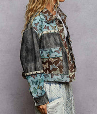 Pol - Boho Butterfly Distressed Denim Jacket