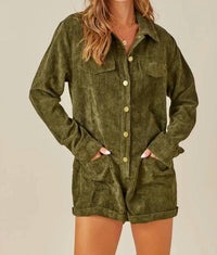Day + Moon - Button Down Corduroy Romper