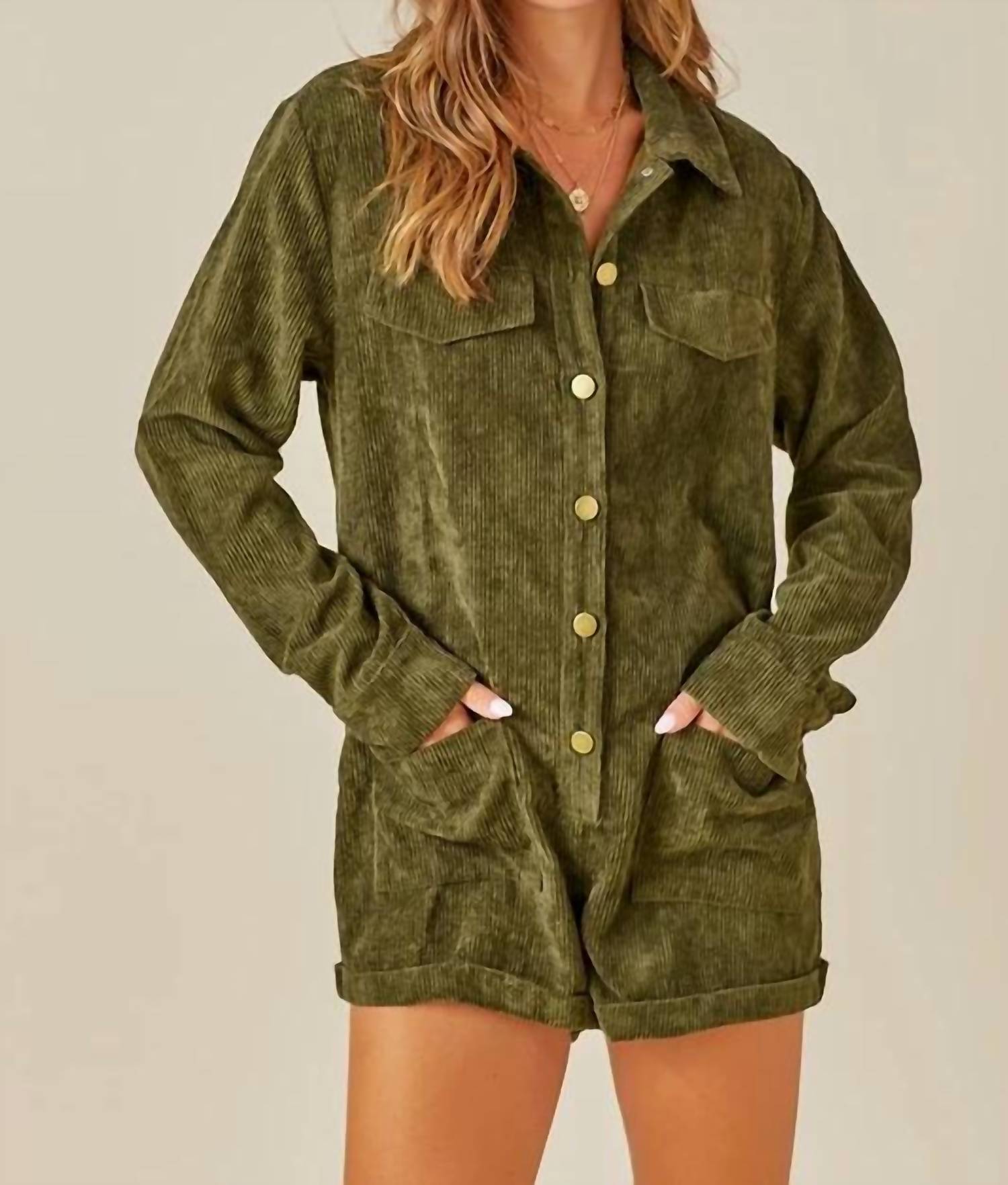 Day + Moon - Button Down Corduroy Romper