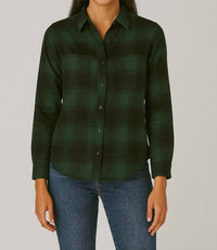 Beachlunchlounge Elly Long Sleeve Top in deep evergreen - women's shirt