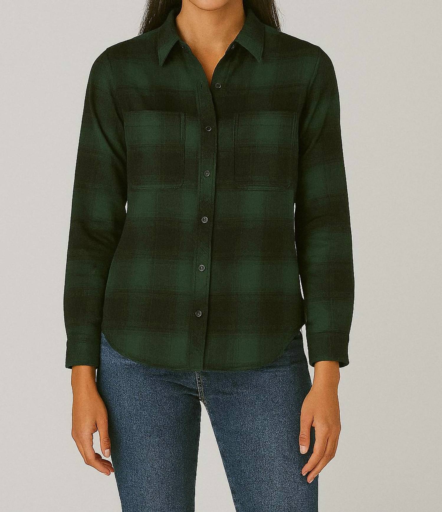Beachlunchlounge Elly Long Sleeve Top in deep evergreen - women's shirt