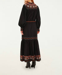 Farm Rio - Embroidered Tiered Maxi Skirt