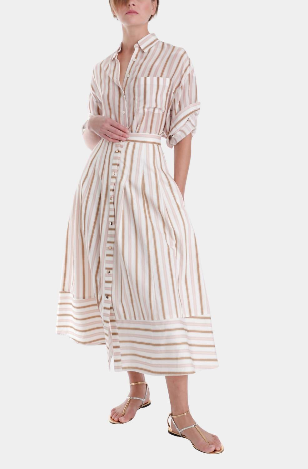 Karina Grimaldi - Spencer Striped Midi Skirt