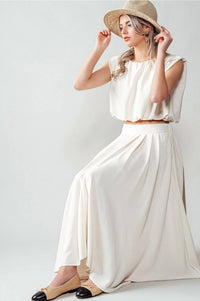 Trend:Notes - High Waisted Pleated Maxi Skirt