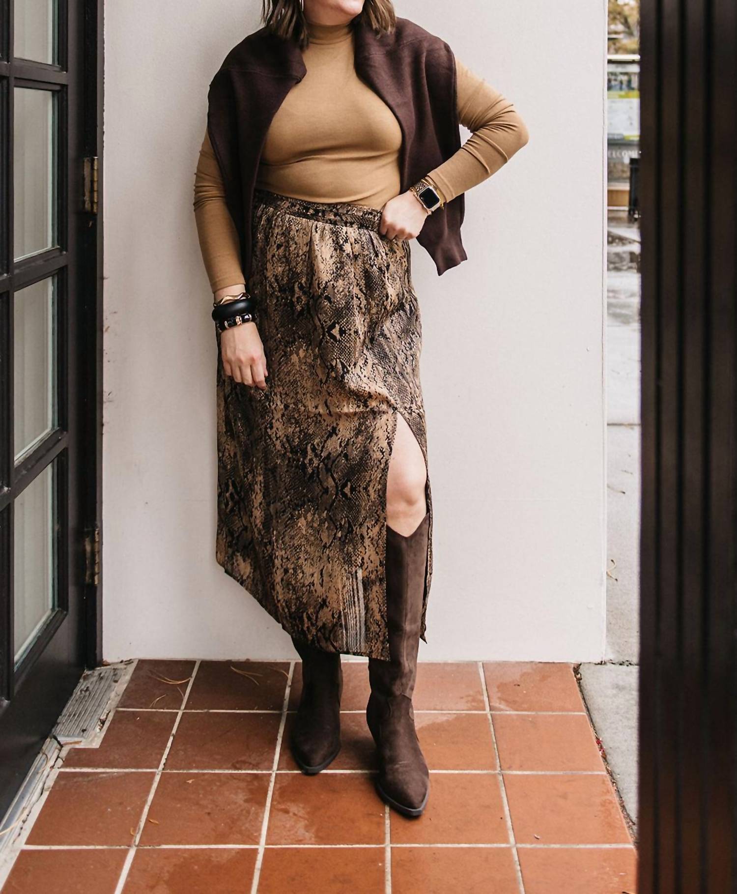 Gentle Fawn - Snake Print Midi Skirt