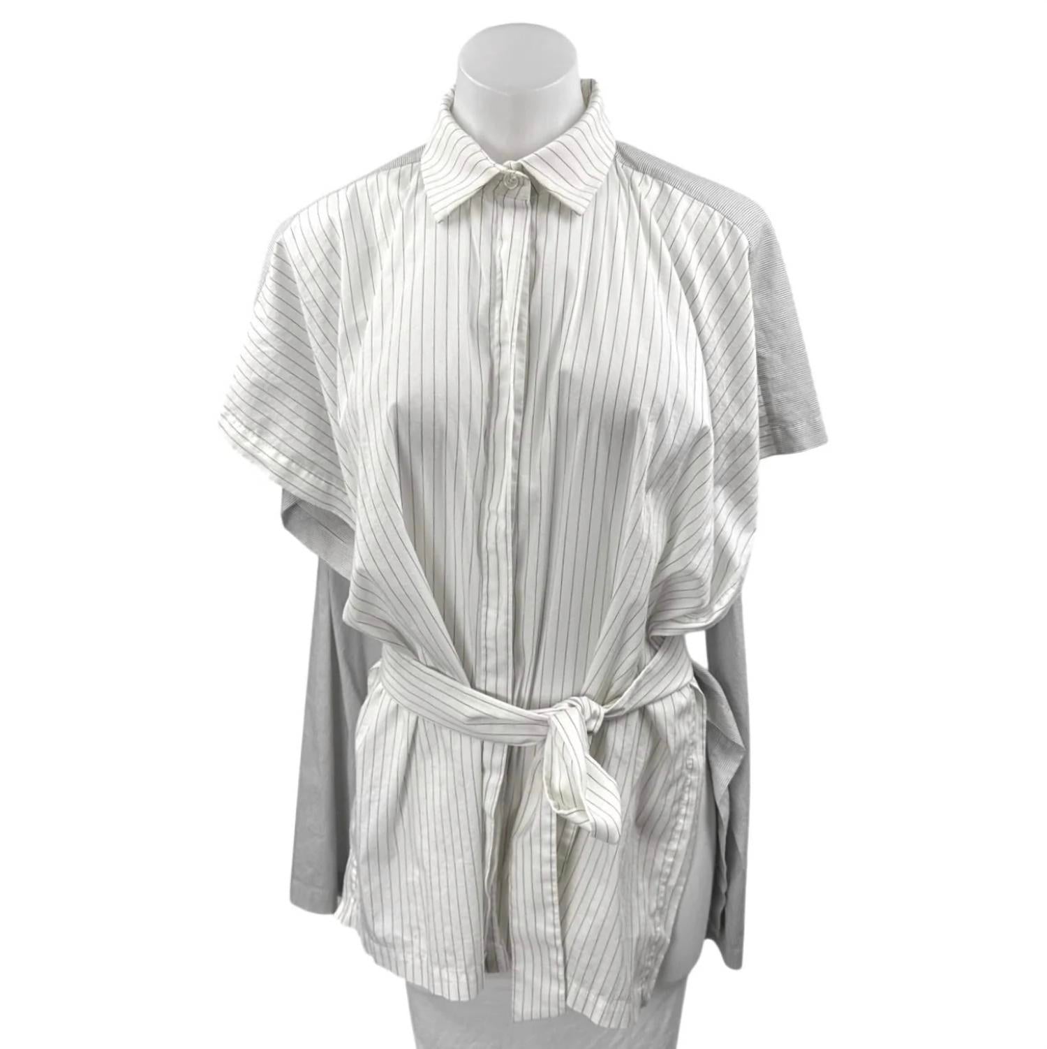 Pier Antonio Gaspari Women's Belted Button-up Shirt in white black - women's t-shirt